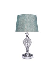 Hannah Luxury Elegant Chrome & Crystal Table Lamp with Blue Gold Shade Hannah Luxury Elegant Chrome & Crystal Table Lamp with Blue Gold Shade