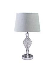 Hannah Luxury Elegant Chrome & Crystal Table Lamp with Grey Linen Shade Hannah Luxury Elegant Chrome & Crystal Table Lamp with Grey Linen Shade