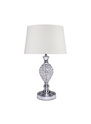 Hannah Luxury Elegant Chrome & Crystal Table Lamp with Ivory Linen Shade Hannah Luxury Elegant Chrome & Crystal Table Lamp with Ivory Linen Shade