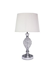 Hannah Luxury Elegant Chrome & Crystal Table Lamp with Ivory Pleated Shade Hannah Luxury Elegant Chrome & Crystal Table Lamp with Ivory Pleated Shade