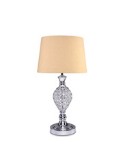 Hannah Luxury Elegant Chrome & Crystal Table Lamp with Natural Linen Shade Hannah Luxury Elegant Chrome & Crystal Table Lamp with Natural Linen Shade