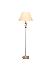 Kingswood Barley Twist Traditional Floor Lamp - Antique Brass with Cream Shade Kingswood Barley Twist Traditional Floor Lamp - Antique Brass with Cream Shade