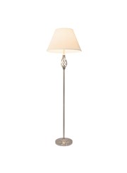 Kingswood Barley Twist Traditional Floor Lamp - Satin Silver with Cream Shade Kingswood Barley Twist Traditional Floor Lamp - Satin Silver with Cream Shade