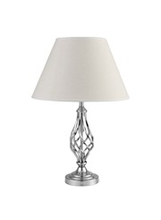 Kingswood Barley Twist Traditional Table Lamp & Shade - Satin Silver Kingswood Barley Twist Traditional Table Lamp & Shade - Satin Silver