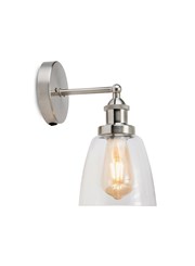 Echo Industrial Style Modern Switched Wall Light & Clear Glass - Silver Echo Industrial Style Modern Switched Wall Light & Clear Glass - Silver