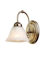 Elegant Diner Downlighter Wall Light - Antique Brass - Alabaster Glass