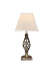 Kingswood Barley Twist Square Base Traditional Table Lamp - Antique Brass