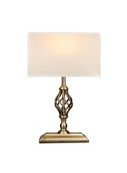 Kingswood Barley Twist Rectangular Base Traditional Table Lamp - Antique Brass