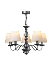 Craven Ceiling 5 Light Chandelier Pendant - Pewter Painted Finish - Linen Shades Craven Ceiling 5 Light Chandelier Pendant - Pewter Painted Finish - Linen Shades