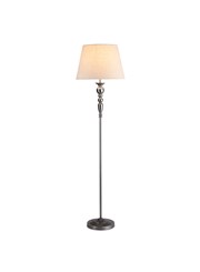Craven Tall Floor Lamp - Pewter Painted Finish - Beige Linen Shade Craven Tall Floor Lamp - Pewter Painted Finish - Beige Linen Shade