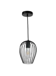 Newtown Black Single Caged Pendle Light - Modern Industrial Light