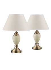 Bailey Small Cream Antique Table Lamp with Linen Shade