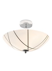 Crosbie Semi-Flush Glass Ceiling Uplighter - 2 Light - White/Black/Chrome Crosbie Semi-Flush Glass Ceiling Uplighter - 2 Light - White/Black/Chrome