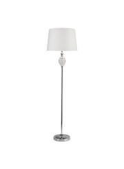 Hannah Luxury Elegant Chrome & Crystal Floor Lamp with Ivory Linen Shade Hannah Luxury Elegant Chrome & Crystal Floor Lamp with Ivory Linen Shade