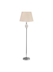 Hannah Luxury Elegant Chrome & Crystal Floor Lamp with Natural Linen Shade Hannah Luxury Elegant Chrome & Crystal Floor Lamp with Natural Linen Shade