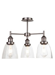 Echo Modern Industrial Style Ceiling 3 Light - Pewter - Clear Glass Shades Echo Modern Industrial Style Ceiling 3 Light - Pewter - Clear Glass Shades