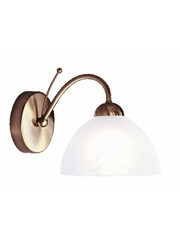Searchlight Milanese Single Wall Light - Antique Brass - Alabaster Glass Searchlight Milanese Single Wall Light - Antique Brass - Alabaster Glass