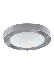 Searchlight Bathroom Flush Light - Domed Opal Glass Diffuser - Satin Silver