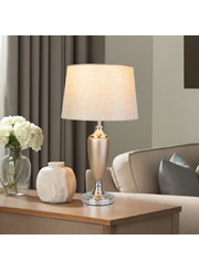 Large Malham Champagne Gold and Silver Classic Ceramic Table Lamp and Shade