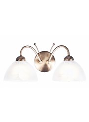 Searchlight Milanese Double Wall Light - Antique Brass - Alabaster Glass Searchlight Milanese Double Wall Light - Antique Brass - Alabaster Glass