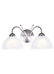 Searchlight Milanese Double Wall Light - Satin Silver - Alabaster Glass Searchlight Milanese Double Wall Light - Satin Silver - Alabaster Glass
