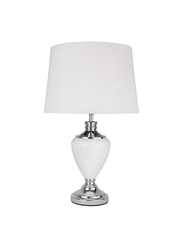 Hepburn Large Ceramic Table Lamp With Matching Shade - Modern White & Chrome Hepburn Large Ceramic Table Lamp With Matching Shade - Modern White & Chrome