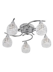 Hendon Swirl Polished Chrome & Crystal Flush Ceiling 5 Light