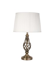 Queenswood Antique Brass Table Lamp with Ivory Pleated Shade