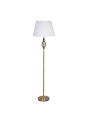 Queenswood Antique Brass Floor Lamp with Ivory Pleated Shade Queenswood Antique Brass Floor Lamp with Ivory Pleated Shade