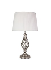 Queenswood Classic Barley Twist Table Lamp with Ivory Pleated Shade - Silver Queenswood Classic Barley Twist Table Lamp with Ivory Pleated Shade - Silver