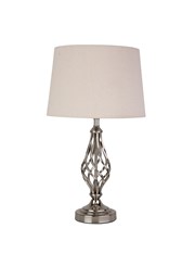 Queenswood Silver Table Lamp with Natural Linen Shade