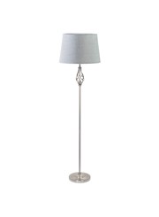 QUEENSWOOD FLOOR LAMP SILVER – GREY LINEN QUEENSWOOD FLOOR LAMP SILVER – GREY LINEN