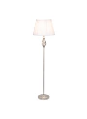 Queenswood Silver Floor Lamp with Ivory Pleated Shade