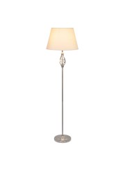 Queenswood Traditional Barley Twist Silver Floor Lamp with Natural Linen Shade Queenswood Traditional Barley Twist Silver Floor Lamp with Natural Linen Shade