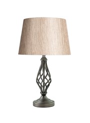 Queenswood Table Lamp - Pewter - Charcoal Gold Linen