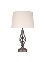 Queenswood Classic Barley Twist Table Lamp with Ivory Linen Shade - Pewter Grey Queenswood Classic Barley Twist Table Lamp with Ivory Linen Shade - Pewter Grey
