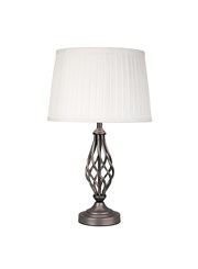 Queenswood Classic Barley Twist Table Lamp with Ivory Pleat Shade - Pewter Grey Queenswood Classic Barley Twist Table Lamp with Ivory Pleat Shade - Pewter Grey
