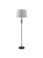 QUEENSWOOD FLOOR LAMP PEWTER – GREY LINEN