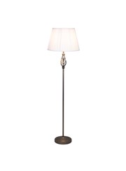 Queenswood Traditional Barley Twist Pewter Floor Lamp with Ivory Pleated Shade Queenswood Traditional Barley Twist Pewter Floor Lamp with Ivory Pleated Shade