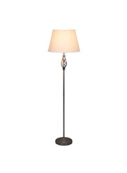 Queenswood Traditional Barley Twist Pewter Floor Lamp with Natural Linen Shade Queenswood Traditional Barley Twist Pewter Floor Lamp with Natural Linen Shade