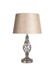 Queenswood Barley Twist Table Lamp with Charcoal Gold Shade - Silver Chrome Queenswood Barley Twist Table Lamp with Charcoal Gold Shade - Silver Chrome
