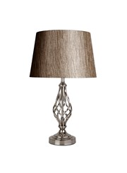 Queenswood SilverTable Lamp with Dark Charcoal Linen Shade