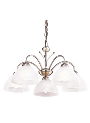 Searchlight Milanese Ceiling 5 Light - Antique Brass - Alabaster Glass Searchlight Milanese Ceiling 5 Light - Antique Brass - Alabaster Glass