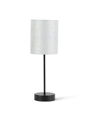Stockholm Black Cup Stick Table Lamp with Grey Linen Cylinder Shade