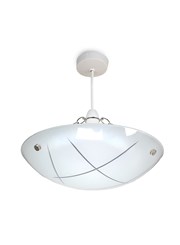 Linear Glass Ceiling Uplighter Pendant Shade - White & Clear - Easy Fit - Modern Linear Glass Ceiling Uplighter Pendant Shade - White & Clear - Easy Fit - Modern