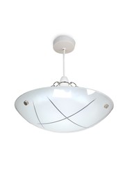 Linear Glass Ceiling Uplighter Pendant Shade - White & Clear - Easy Fit -Modern