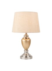 Malham Ceramic Table Lamp with Matching Shade - Champagne Gold & Satin Silver Malham Ceramic Table Lamp with Matching Shade - Champagne Gold & Satin Silver