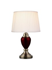 Malham Small Touch Control Table Lamp Red with Ivory Pleated Shade Malham Small Touch Control Table Lamp Red with Ivory Pleated Shade