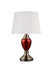 Malham Small Touch Control Table Lamp Red with Ivory Pleated Shade