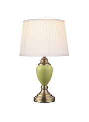 Malham Small Touch Control Table Lamp Green with Ivory Pleated Shade Malham Small Touch Control Table Lamp Green with Ivory Pleated Shade